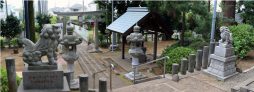 杉山神社の鳥居と水屋、狛犬